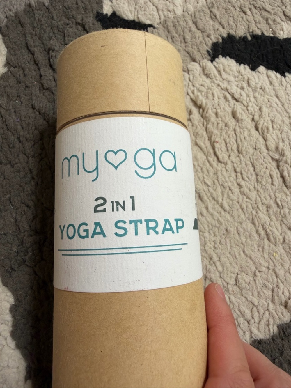 myga 2-in-1 Yoga Strap - Teal Print on Kraft Tube